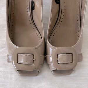 Etienne Aigner Taupe Buckle Flats